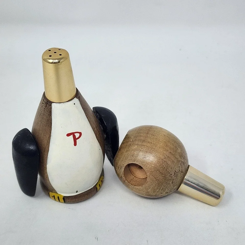 Wooden Duck Bird Salt Pepper Shakers Japan